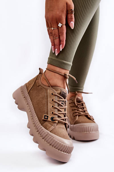 Buty Sportowe Zamsz Beżowe Big Star KK274511