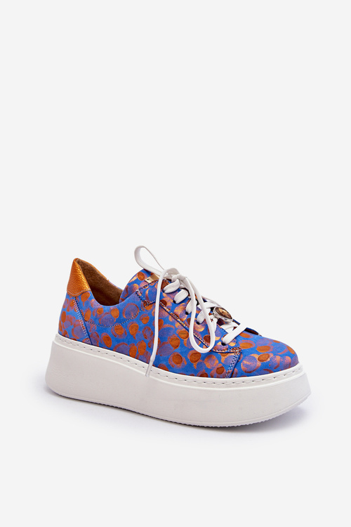 Leather Sports Shoes on Platform Maciejka 06191-06 Blue