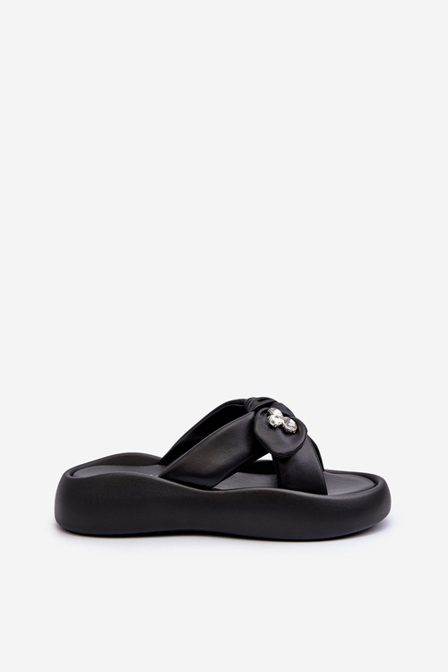 Black Women's Leather Platform Sandals GOE NN2N4110