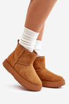 Womens Snow Boots On Platform Made Of Eco Suede Camel Atteria