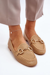 Mokasyny Płaski Obcas Ozdoba Damskie Camel Iluvana FF-33