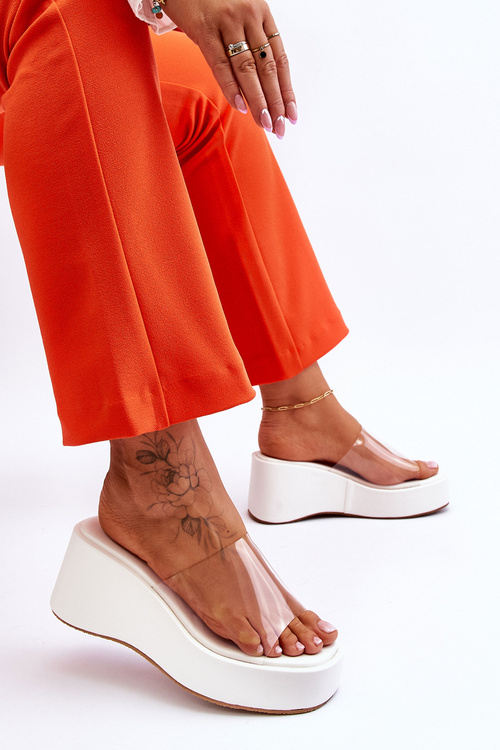 Women's Transparent Wedge Slippers White Eliane