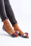 Women's Gray Rubber Ballerina Flats with Flowers Junikla
