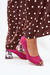 Leather pumps with decorative heel Fuchsia Lewski Shoes 2608/K