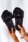 Rubber Slippers With A Bow Black April