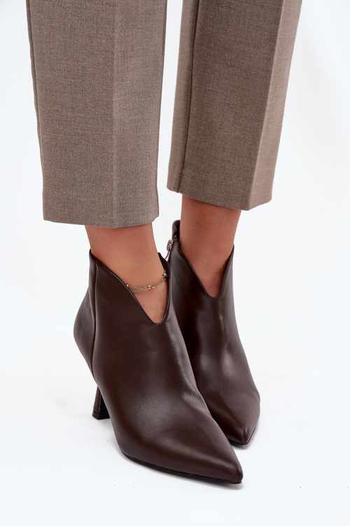 Patent Low Ladies Boots on Heel Chocolate Jolivra