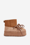 Snow Boots With Lacing On Platform Brown Mavora