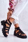 Leather Sandals With Straps Black Minorite