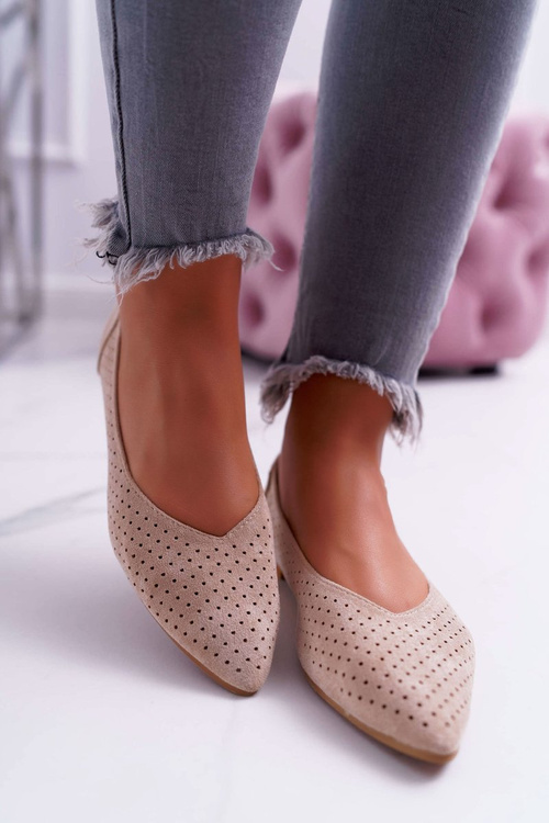 Lu Boo Women's Ballerinas Openwork Beige Dessert