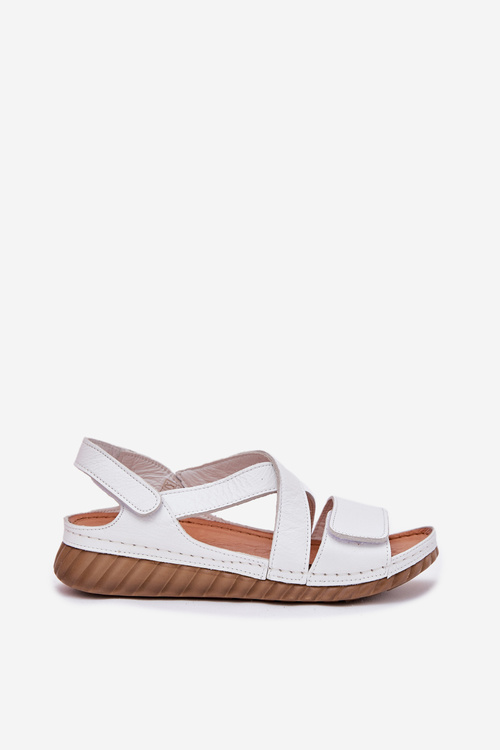 Women's Leather Sandals With Velcro Maciejka L6848-11 White