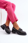 Elegant Black Leather Women's Moccasins Triana