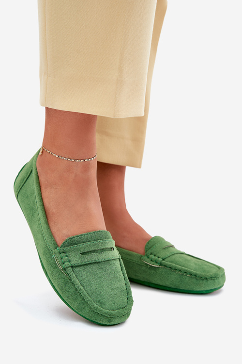Women's Suede Moccasins Green Lenvie