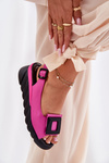 Leather Women's Wedge Sandals with Decoration Artiker 56C1571 Fuchsia
