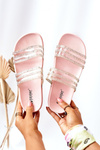 Rubber Slippers With Cubic Zirconia Pink Miss You