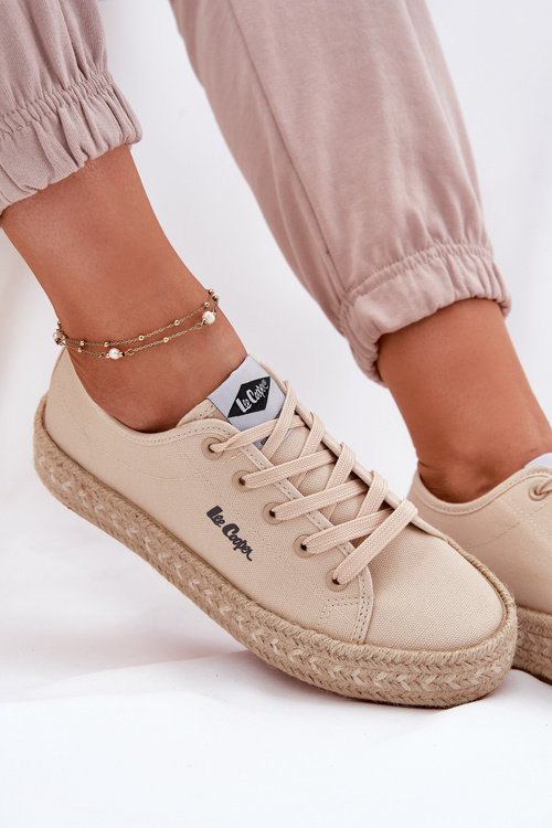 Women's Sneakers With Braiding Lee Cooper LCW-25-44-3215 Beige