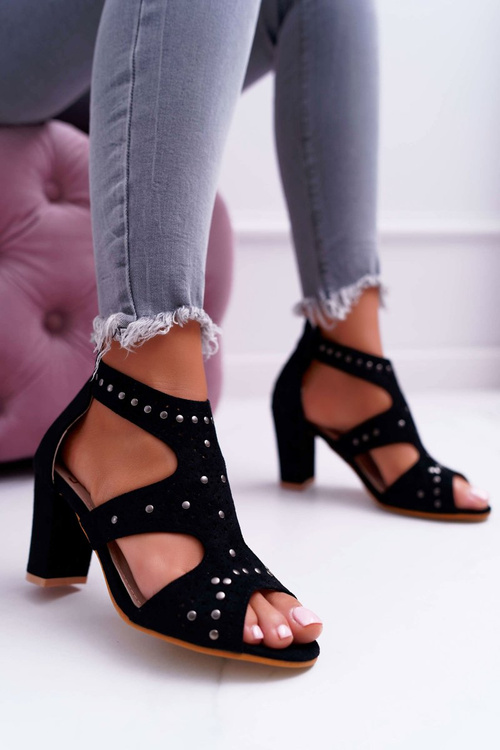 Suede Stiletto Sandals Lu Boo Black