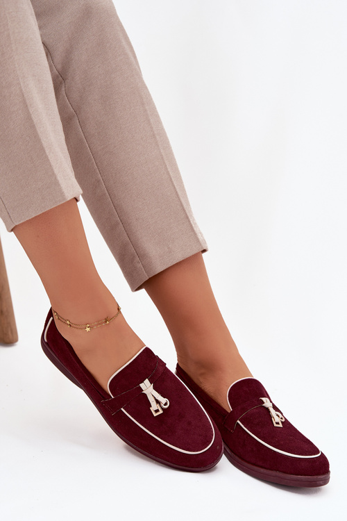 Damskie Mokasyny Loafersy Bordowe Darwen