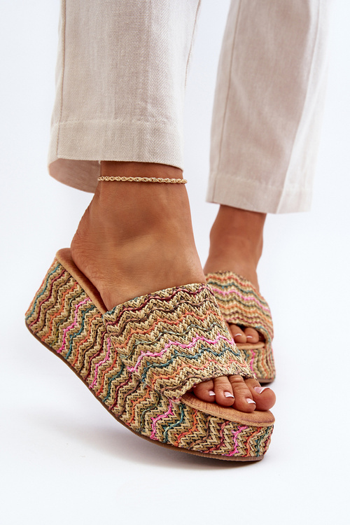 Women's Beige Wedge Sandals Vanarila