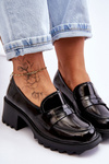 Lacquered Pumps Loafers On High Heels Black Jay 