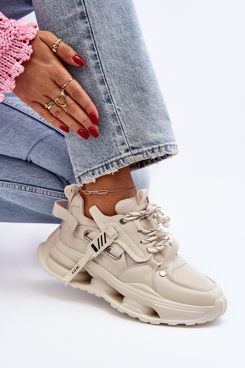 Sneakersy Damskie Beżowe GOE NN2N4041