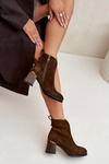 Leather Suede Women's Boots on Heel Vinceza 66811 Brown
