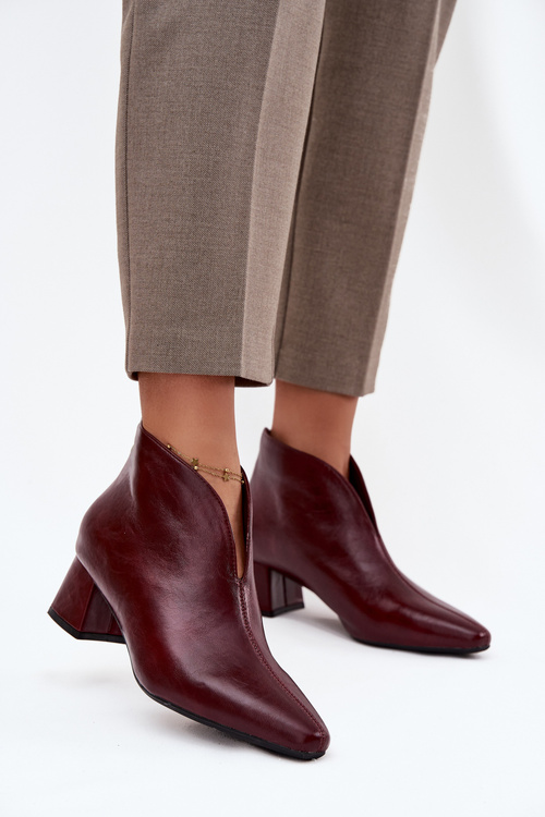 Eco Leather Women's Ankle Boots Heeled Bordeaux Rylina