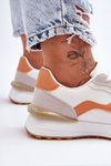 Women's Leather Sports Shoes White-Orange Somerio