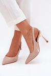 Patented High Heels With Open Back And Pointed Toes Beige Rivori