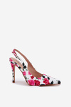 Embellished High Heels Sandals With Roses White Vevessa