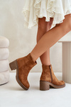 Heeled Boots Eco Suede Insulated With Zip Camel Lerallea