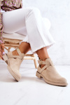 Botki Damskie Skórzane Wycięcie Z Boku Jasnobeżowe Ramos