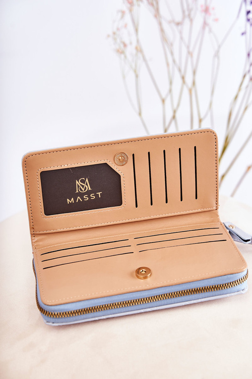 Women's Large Wallet With Ornament Light blue Fabio