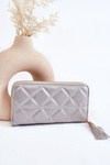 Large Quilted Wallet With Stripe Silver Jeffrey