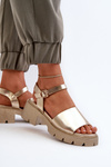Women's Sandals on Chunky Heel Gold Dottiassa