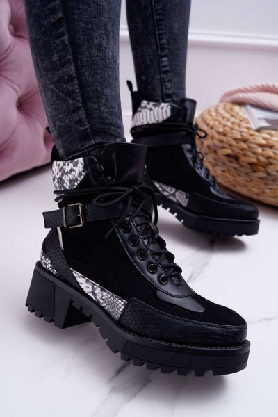 Women's Boots High Snake Trappers Black Nemtere
