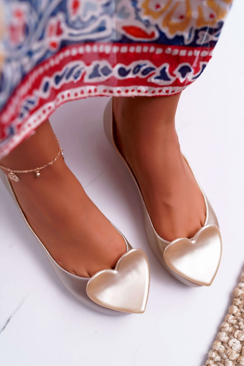 Gold Women's Meliski Ballerinas Hearts Diamond