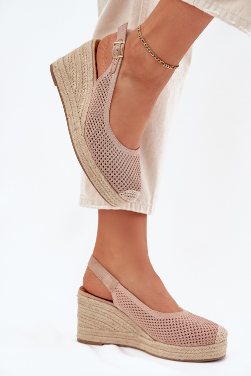Womens wedge sandals with braiding pink Tulliata