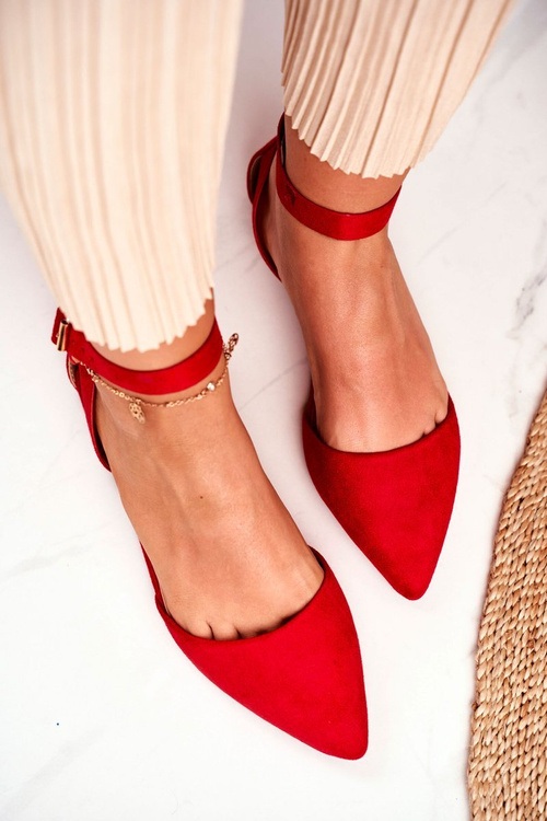 Women's Flat Ballerinas With A Belt Red Allison