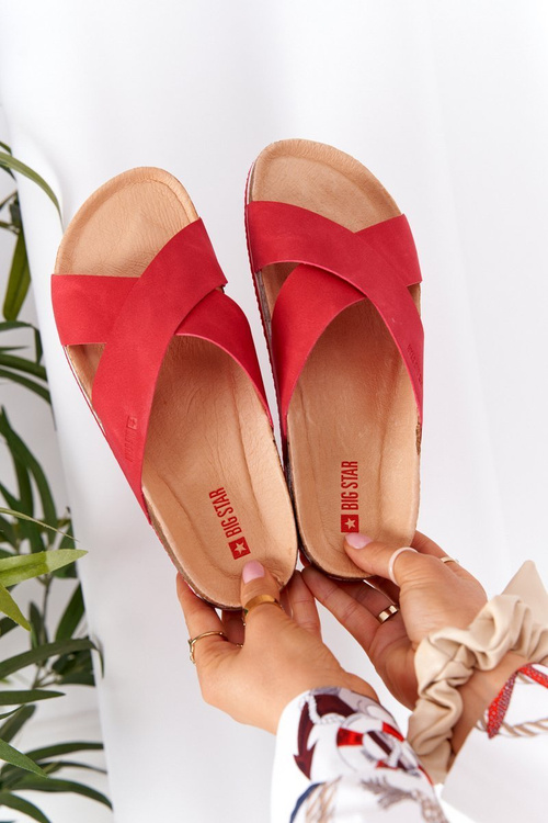 Leather Profiled Slippers Big Star HH274598 Red