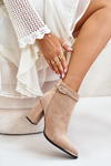 Warm Women's Ankle Boots With Pointed Toes On A Heel Beige Laoreina