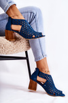 Openwork Boots On A Block Heel Maciejka 04593-17 Navy blue