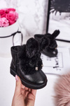 Children's Snow Boots Insulated With Fur With Ears Black Bunny
