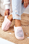 Velor Slippers With A Cat Pink-Grey Good Morning