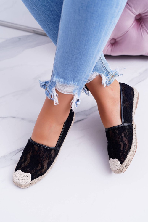 Lu Boo | Black Lace Espadrilles Hilary Tennis Shoes
