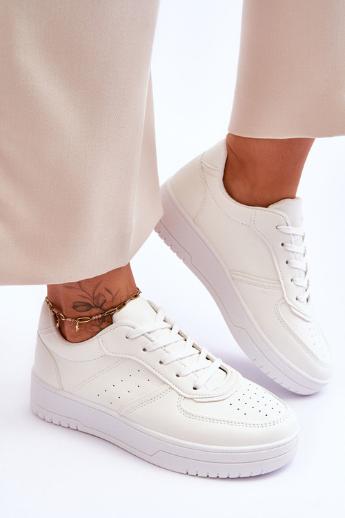 Sportowe Buty Klasyczne Platforma Białe Feel It