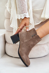 Women's Heeled Ankle Boots with Zipper Dark Beige Tinamar
