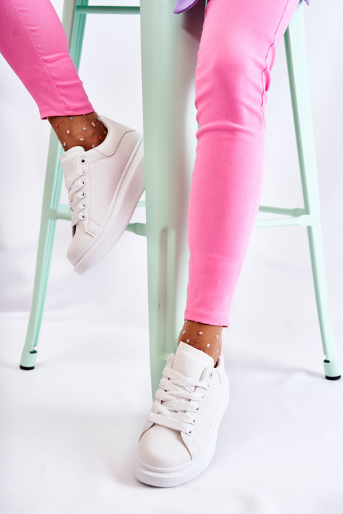 Buty Sportowe Damskie Platforma Białe Eliso