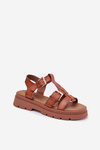 Eco Leather Sandals Women With Buckles Camel Mireza