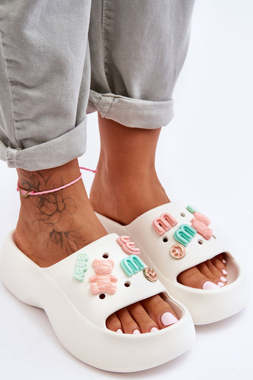 Women's Soft Foam Slippers with Decorations White Lorie