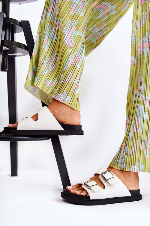 Klapki Klasyczne Wsuwane Damskie Białe Weston